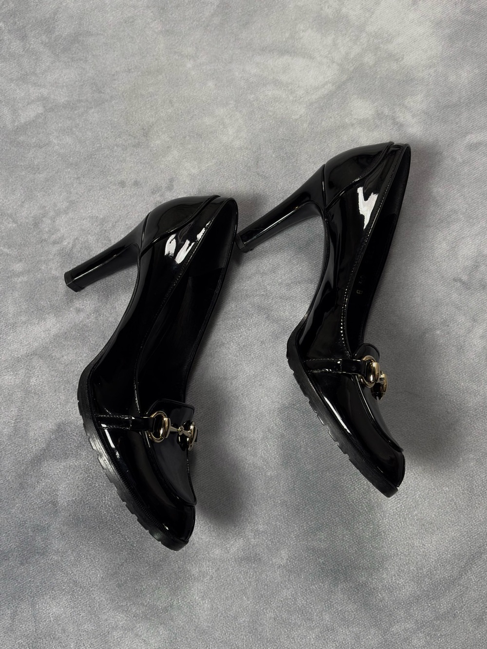 RARE GUCCI Horsebit Black Patent Leather Luxury Y2K Heel Loafer Pumps RRP1800$+ - Picture 4 of 12